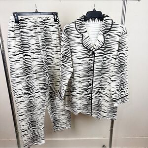 Rare Vintage Victorias Secret Zebra Black Pajama Set Animal Sexy 90s Small